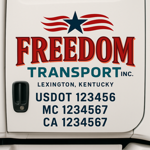 Custom Truck Door Decal Sticker Lettering Signs with US DOT, MC, CA, KYU VIN For Semi-Trucks, Work Trucks & Businesses