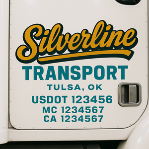 Custom Truck Door Decal Sticker Lettering Signs with US DOT, MC, CA, KYU VIN For Semi-Trucks, Work Trucks & Businesses