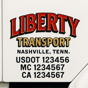 Custom Truck Door Decal Sticker Lettering Signs with US DOT, MC, CA, KYU VIN For Semi-Trucks, Work Trucks & Businesses