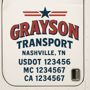 Custom Truck Door Decal Sticker Lettering Signs with US DOT, MC, CA, KYU VIN For Semi-Trucks, Work Trucks & Businesses