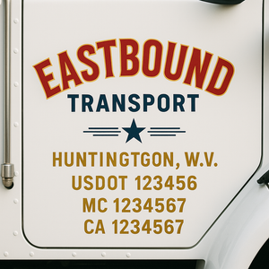 Custom Truck Door Decal Sticker Lettering Signs with US DOT, MC, CA, KYU VIN For Semi-Trucks, Work Trucks & Businesses