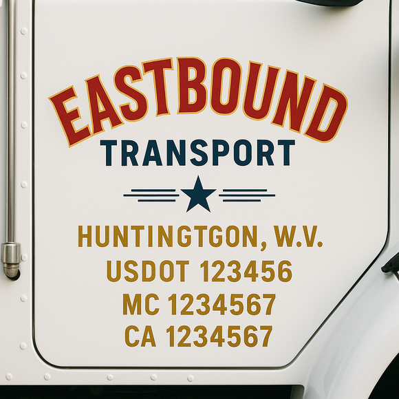 Custom Truck Door Decal Sticker Lettering Signs with US DOT, MC, CA, KYU VIN For Semi-Trucks, Work Trucks & Businesses