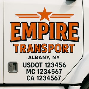 Custom Truck Door Decal Sticker Lettering Signs with US DOT, MC, CA, KYU VIN For Semi-Trucks, Work Trucks & Businesses