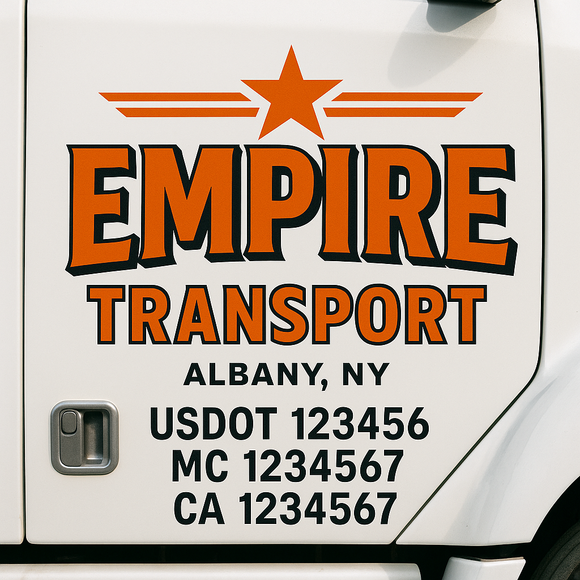 Custom Truck Door Decal Sticker Lettering Signs with US DOT, MC, CA, KYU VIN For Semi-Trucks, Work Trucks & Businesses