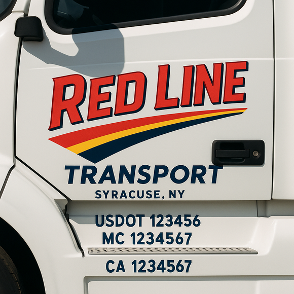 Custom Truck Door Decal Sticker Lettering Signs with US DOT, MC, CA, KYU VIN For Semi-Trucks, Work Trucks & Businesses