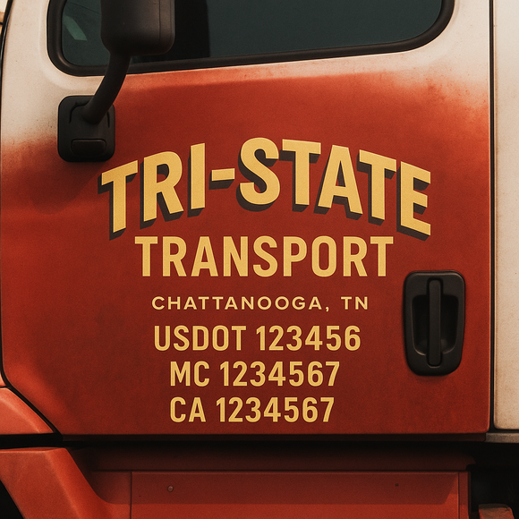 Custom Truck Door Decal Sticker Lettering Signs with US DOT, MC, CA, KYU VIN For Semi-Trucks, Work Trucks & Businesses