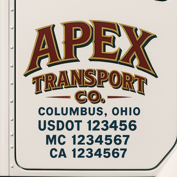 Custom Truck Door Decal Sticker Lettering Signs with US DOT, MC, CA, KYU VIN For Semi-Trucks, Work Trucks & Businesses