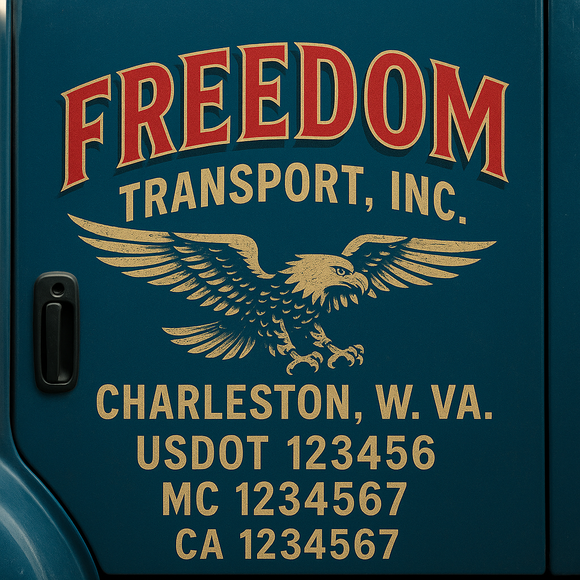 Custom Truck Door Decal Sticker Lettering Signs with US DOT, MC, CA, KYU VIN For Semi-Trucks, Work Trucks & Businesses
