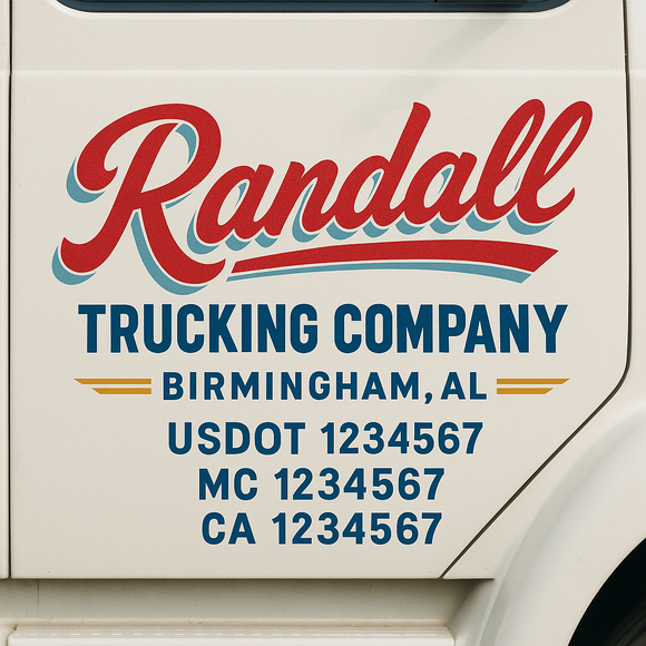 Custom Truck Door Decal Sticker Lettering Signs with US DOT, MC, CA, KYU VIN For Semi-Trucks, Work Trucks & Businesses
