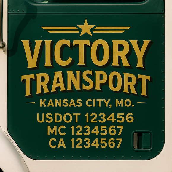 Custom Truck Door Decal Sticker Lettering Signs with US DOT, MC, CA, KYU VIN For Semi-Trucks, Work Trucks & Businesses