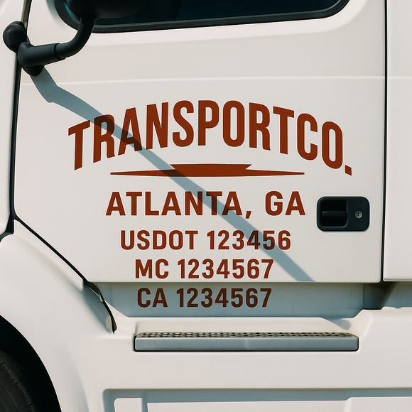 Custom Truck Door Decal Sticker Lettering Signs with US DOT, MC, CA, KYU VIN For Semi-Trucks, Work Trucks & Businesses