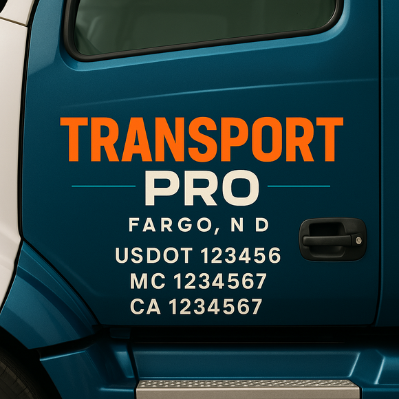 Custom Truck Door Decal Sticker Lettering Signs with US DOT, MC, CA, KYU VIN For Semi-Trucks, Work Trucks & Businesses