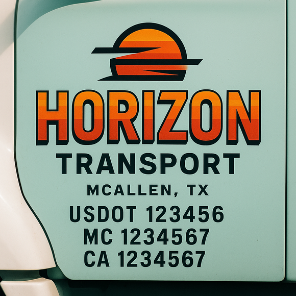 Custom Truck Door Decal Sticker Lettering Signs with US DOT, MC, CA, KYU VIN For Semi-Trucks, Work Trucks & Businesses