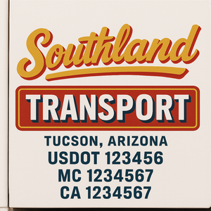 Custom Truck Door Decal Sticker Lettering Signs with US DOT, MC, CA, KYU VIN For Semi-Trucks, Work Trucks & Businesses