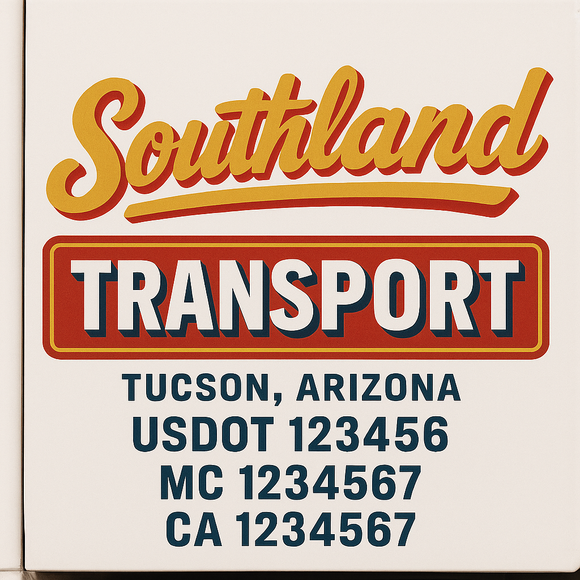 Custom Truck Door Decal Sticker Lettering Signs with US DOT, MC, CA, KYU VIN For Semi-Trucks, Work Trucks & Businesses