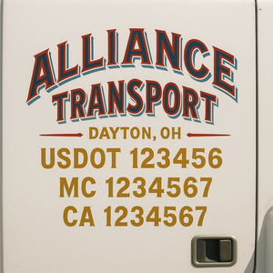 Custom Truck Door Decal Sticker Lettering Signs with US DOT, MC, CA, KYU VIN For Semi-Trucks, Work Trucks & Businesses