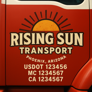 Custom Truck Door Decal Sticker Lettering Signs with US DOT, MC, CA, KYU VIN For Semi-Trucks, Work Trucks & Businesses