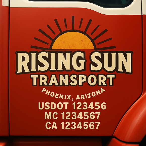 Custom Truck Door Decal Sticker Lettering Signs with US DOT, MC, CA, KYU VIN For Semi-Trucks, Work Trucks & Businesses