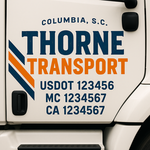 Custom Truck Door Decal Sticker Lettering Signs with US DOT, MC, CA, KYU VIN For Semi-Trucks, Work Trucks & Businesses