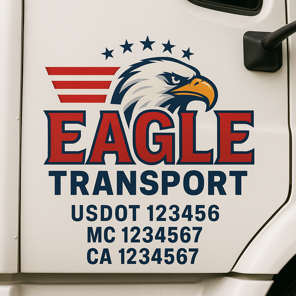 Custom Truck Door Decal Sticker Lettering Signs with US DOT, MC, CA, KYU VIN For Semi-Trucks, Work Trucks & Businesses