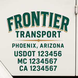 Custom Truck Door Decal Sticker Lettering Signs with US DOT, MC, CA, KYU VIN For Semi-Trucks, Work Trucks & Businesses