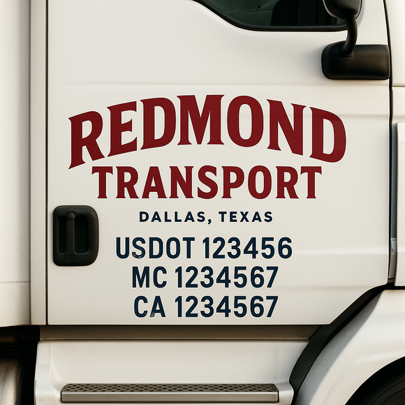 Custom Truck Door Decal Sticker Lettering Signs with US DOT, MC, CA, KYU VIN For Semi-Trucks, Work Trucks & Businesses