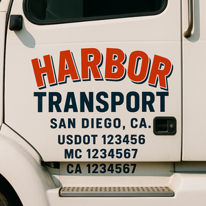 Custom Truck Door Decal Sticker Lettering Signs with US DOT, MC, CA, KYU VIN For Semi-Trucks, Work Trucks & Businesses
