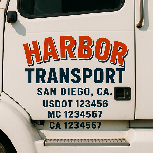 Custom Truck Door Decal Sticker Lettering Signs with US DOT, MC, CA, KYU VIN For Semi-Trucks, Work Trucks & Businesses