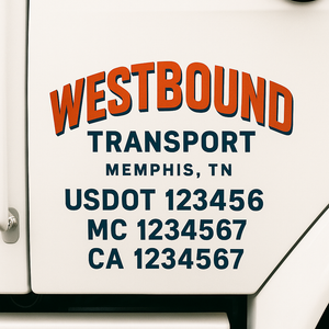 Custom Truck Door Decal Sticker Lettering Signs with US DOT, MC, CA, KYU VIN For Semi-Trucks, Work Trucks & Businesses