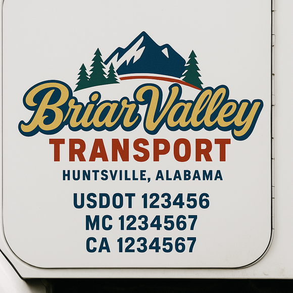 Custom Truck Door Decal Sticker Lettering Signs with US DOT, MC, CA, KYU VIN For Semi-Trucks, Work Trucks & Businesses