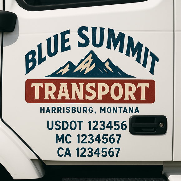 Custom Truck Door Decal Sticker Lettering Signs with US DOT, MC, CA, KYU VIN For Semi-Trucks, Work Trucks & Businesses