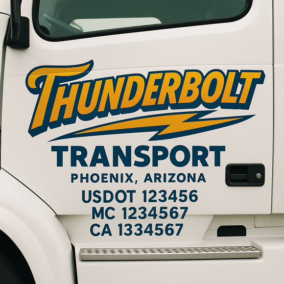 Custom Truck Door Decal Sticker Lettering Signs with US DOT, MC, CA, KYU VIN For Semi-Trucks, Work Trucks & Businesses