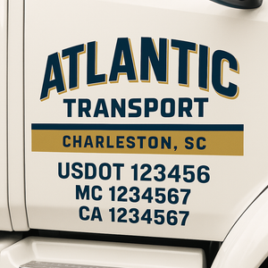 Custom Truck Door Decal Sticker Lettering Signs with US DOT, MC, CA, KYU VIN For Semi-Trucks, Work Trucks & Businesses
