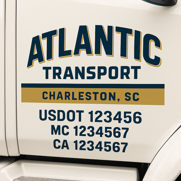 Custom Truck Door Decal Sticker Lettering Signs with US DOT, MC, CA, KYU VIN For Semi-Trucks, Work Trucks & Businesses