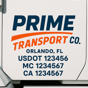 Custom Truck Door Decal Sticker Lettering Signs with US DOT, MC, CA, KYU VIN For Semi-Trucks, Work Trucks & Businesses
