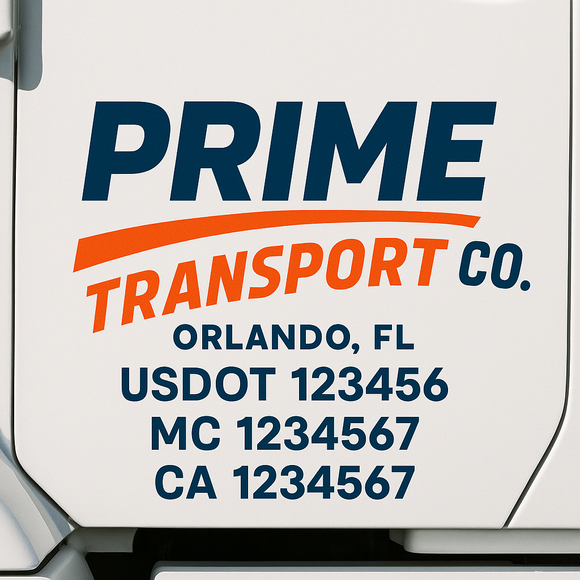 Custom Truck Door Decal Sticker Lettering Signs with US DOT, MC, CA, KYU VIN For Semi-Trucks, Work Trucks & Businesses