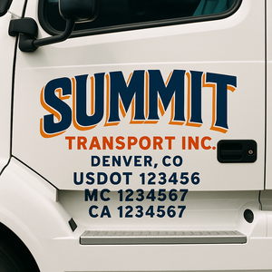 Custom Truck Door Decal Sticker Lettering Signs with US DOT, MC, CA, KYU VIN For Semi-Trucks, Work Trucks & Businesses