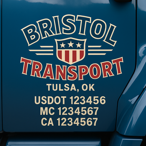 Custom Truck Door Decal Sticker Lettering Signs with US DOT, MC, CA, KYU VIN For Semi-Trucks, Work Trucks & Businesses