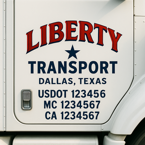 Custom Truck Door Decal Sticker Lettering Signs with US DOT, MC, CA, KYU VIN For Semi-Trucks, Work Trucks & Businesses