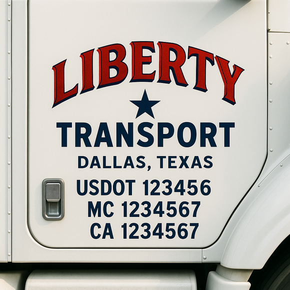Custom Truck Door Decal Sticker Lettering Signs with US DOT, MC, CA, KYU VIN For Semi-Trucks, Work Trucks & Businesses