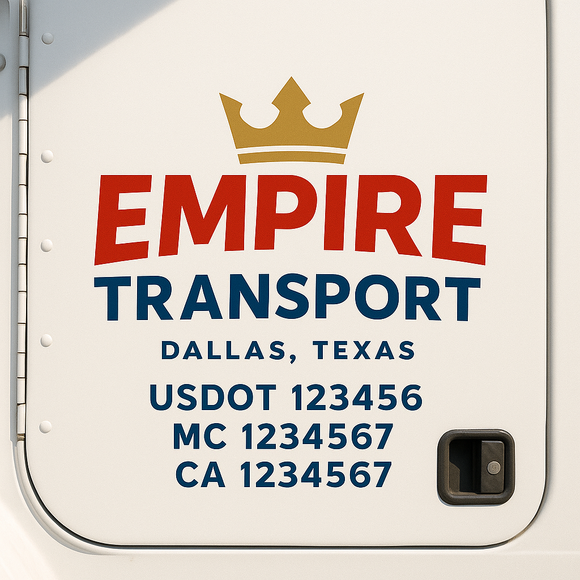 Custom Truck Door Decal Sticker Lettering Signs with US DOT, MC, CA, KYU VIN For Semi-Trucks, Work Trucks & Businesses
