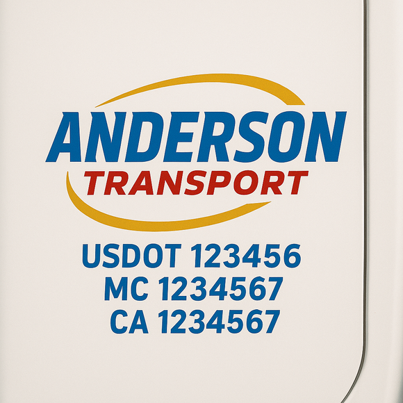 Custom Truck Door Decal Sticker Lettering Signs with US DOT, MC, CA, KYU VIN For Semi-Trucks, Work Trucks & Businesses