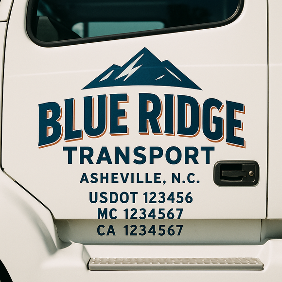 Custom Truck Door Decal Sticker Lettering Signs with US DOT, MC, CA, KYU VIN For Semi-Trucks, Work Trucks & Businesses
