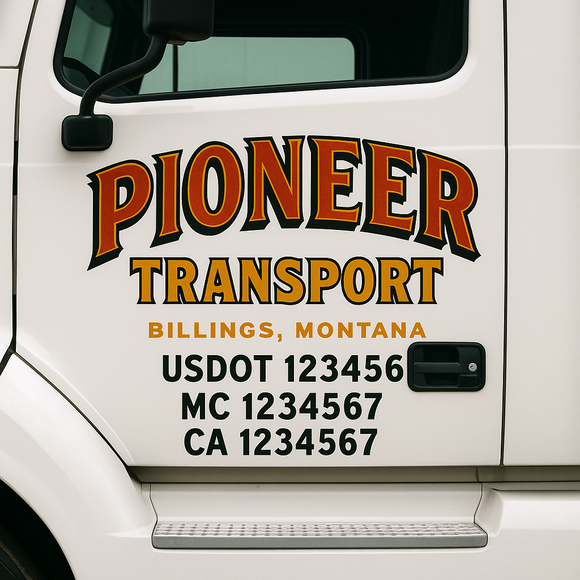 Custom Truck Door Decal Sticker Lettering Signs with US DOT, MC, CA, KYU VIN For Semi-Trucks, Work Trucks & Businesses