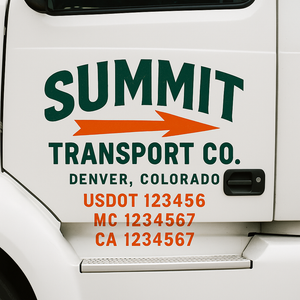 Custom Truck Door Decal Sticker Lettering Signs with US DOT, MC, CA, KYU VIN For Semi-Trucks, Work Trucks & Businesses