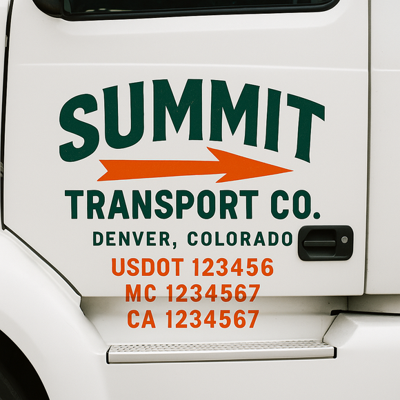 Custom Truck Door Decal Sticker Lettering Signs with US DOT, MC, CA, KYU VIN For Semi-Trucks, Work Trucks & Businesses
