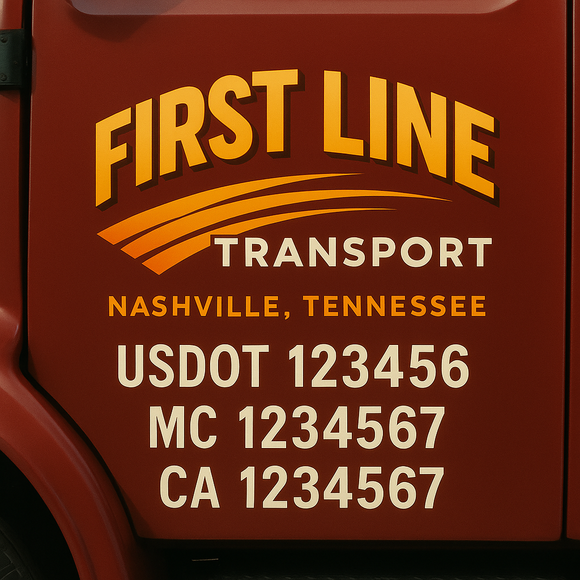 Custom Truck Door Decal Sticker Lettering Signs with US DOT, MC, CA, KYU VIN For Semi-Trucks, Work Trucks & Businesses