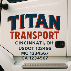 Custom Truck Door Decal Sticker Lettering Signs with US DOT, MC, CA, KYU VIN For Semi-Trucks, Work Trucks & Businesses