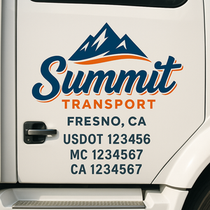 Custom Truck Door Decal Sticker Lettering Signs with US DOT, MC, CA, KYU VIN For Semi-Trucks, Work Trucks & Businesses