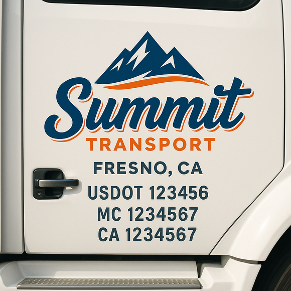 Custom Truck Door Decal Sticker Lettering Signs with US DOT, MC, CA, KYU VIN For Semi-Trucks, Work Trucks & Businesses